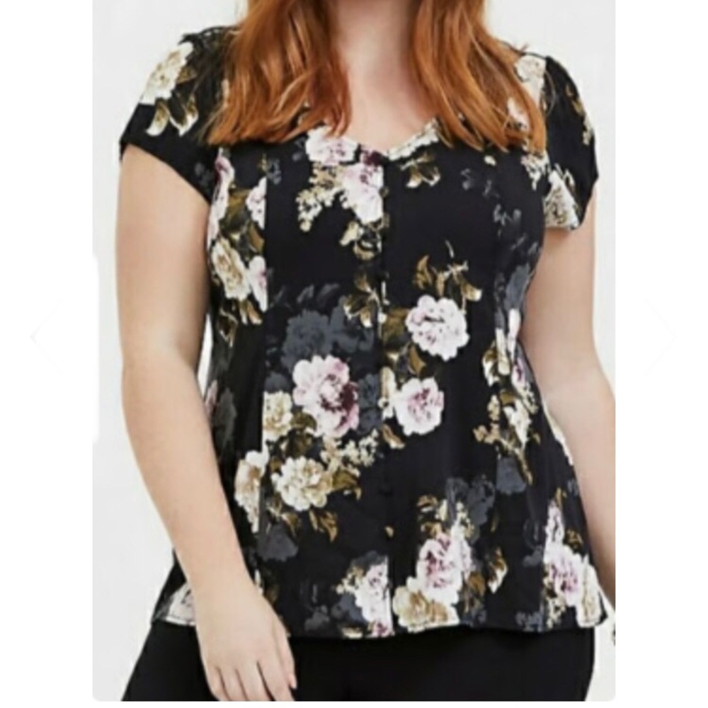 NWOT Torrid Challis Corset Back Floral Button down blouse, Torrid Plus Size 5